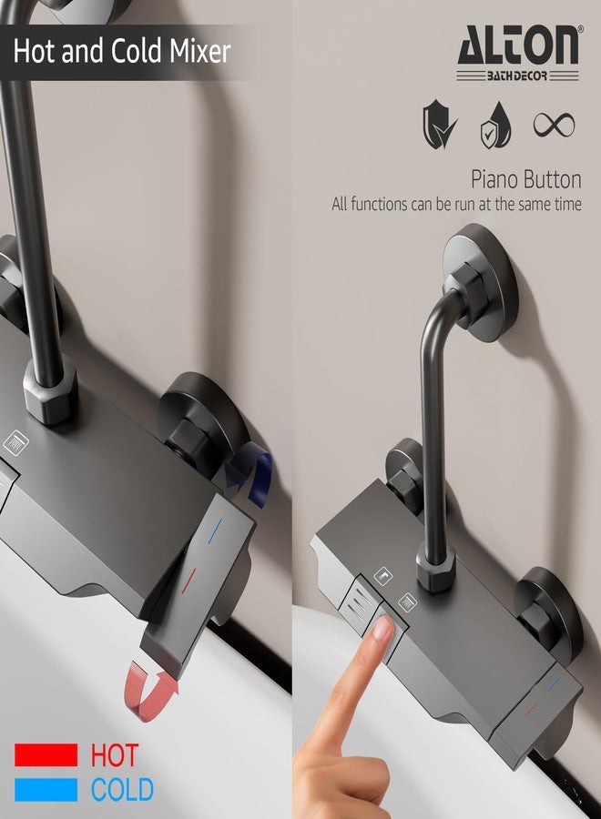 ALTON ALM35015, Modern Wall Mixer for Bathroom with 225mm L-Bend Set | Shower System | Shower Mixer for Bathroom with Handy Storage Space for Essentials | Mixer Tap | Grey - Image 3